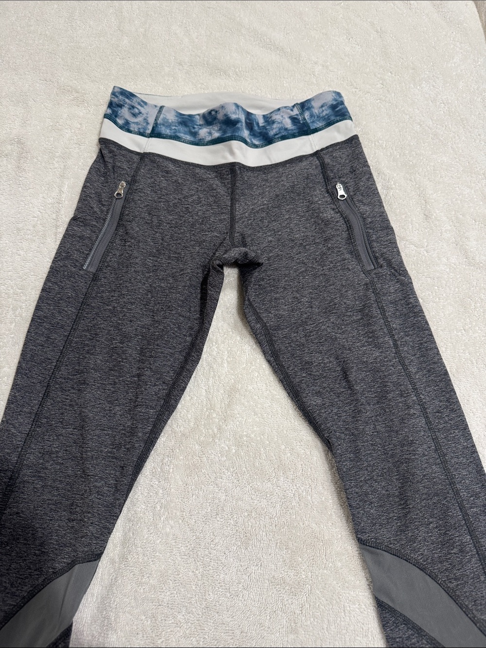 lululemon athletica Gray Leggings with Blue Marble Waistband